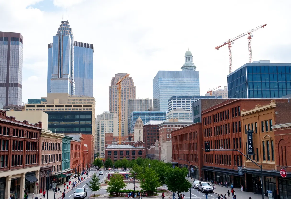 Renovation of Nashville's music district with modern and historic architecture.