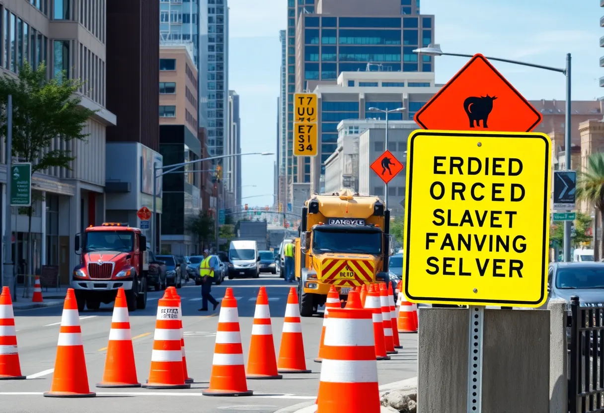 Construction crew working on traffic roads in Nashville