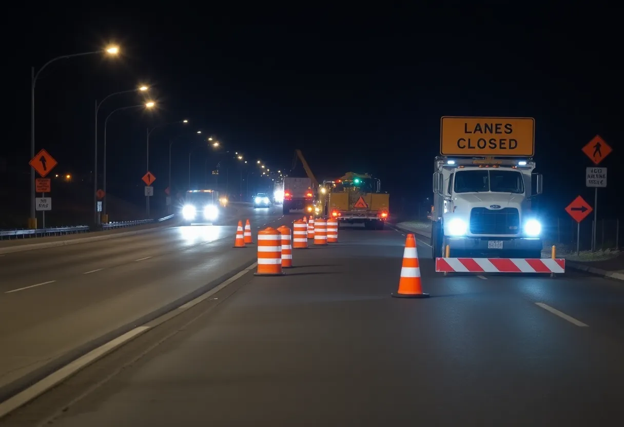 Nocturnal construction work on US-189 near Deer Creek Reservoir