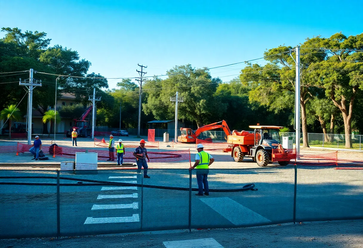 Construction workers upgrading utility infrastructure in Orlando