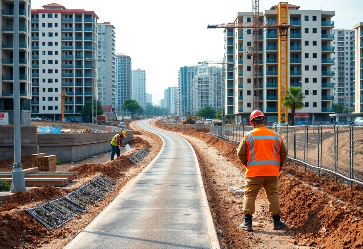 Construction of roads and utilities for new housing in Savannah