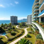 Luxury condo complex Skyline Towers with ocean views