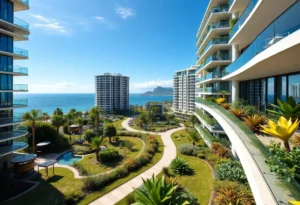 Luxury condo complex Skyline Towers with ocean views