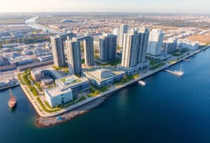 Conceptual design of St. Petersburg waterfront redevelopment with mixed-use towers