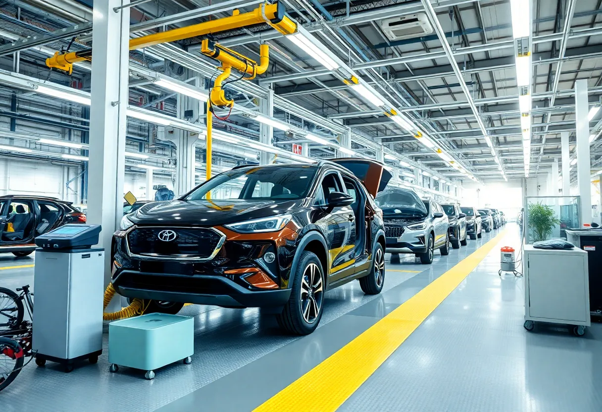 A view of the Belvidere plant with electric vehicles being manufactured.
