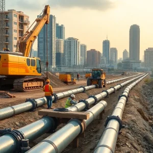 Construction workers installing new water pipelines in Tampa