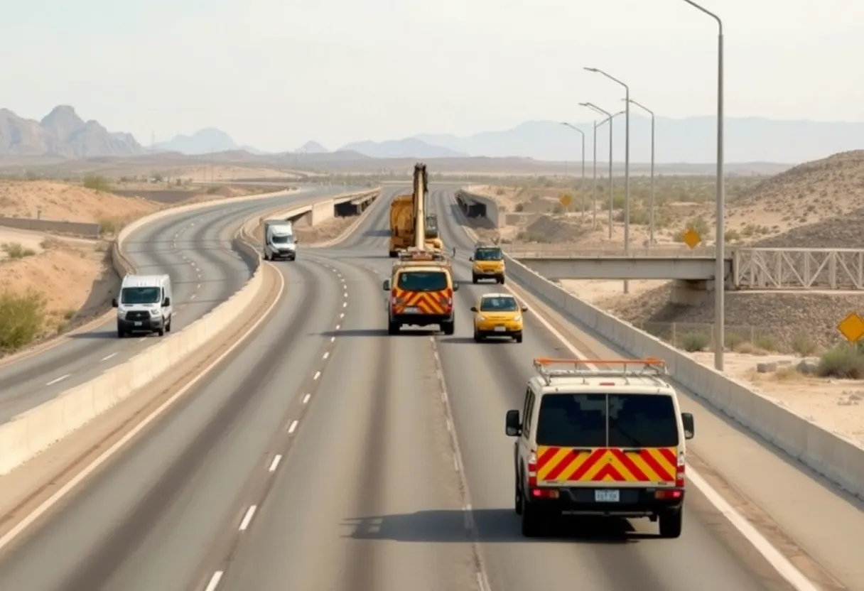 Construction workers on US 60 road widening project