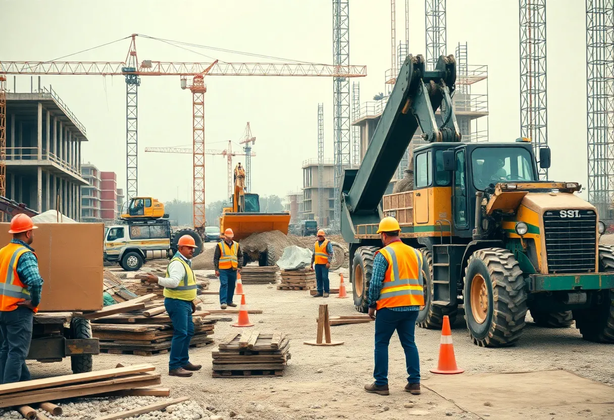 Construction workers on-site during a downturn