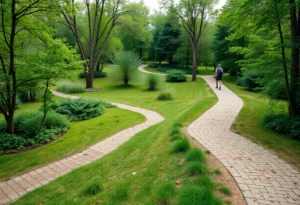Widened hiking paths at Vulcan Park surrounded by nature
