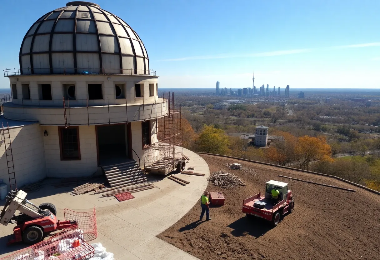 Construction activity at Vulcan Park Observatory in Alabama