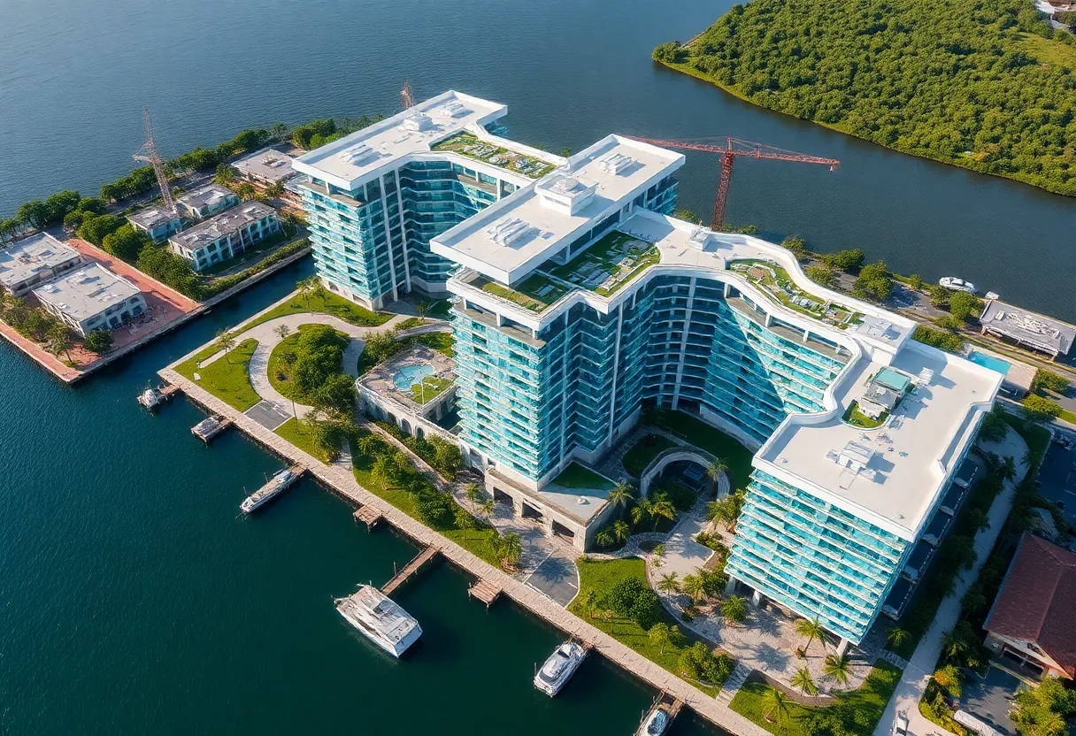 A new waterfront resort complex being constructed in Tampa, Florida