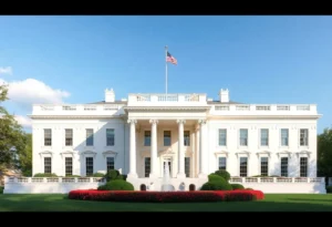 Architectural rendering of the White House renovation showing East Wing updates.